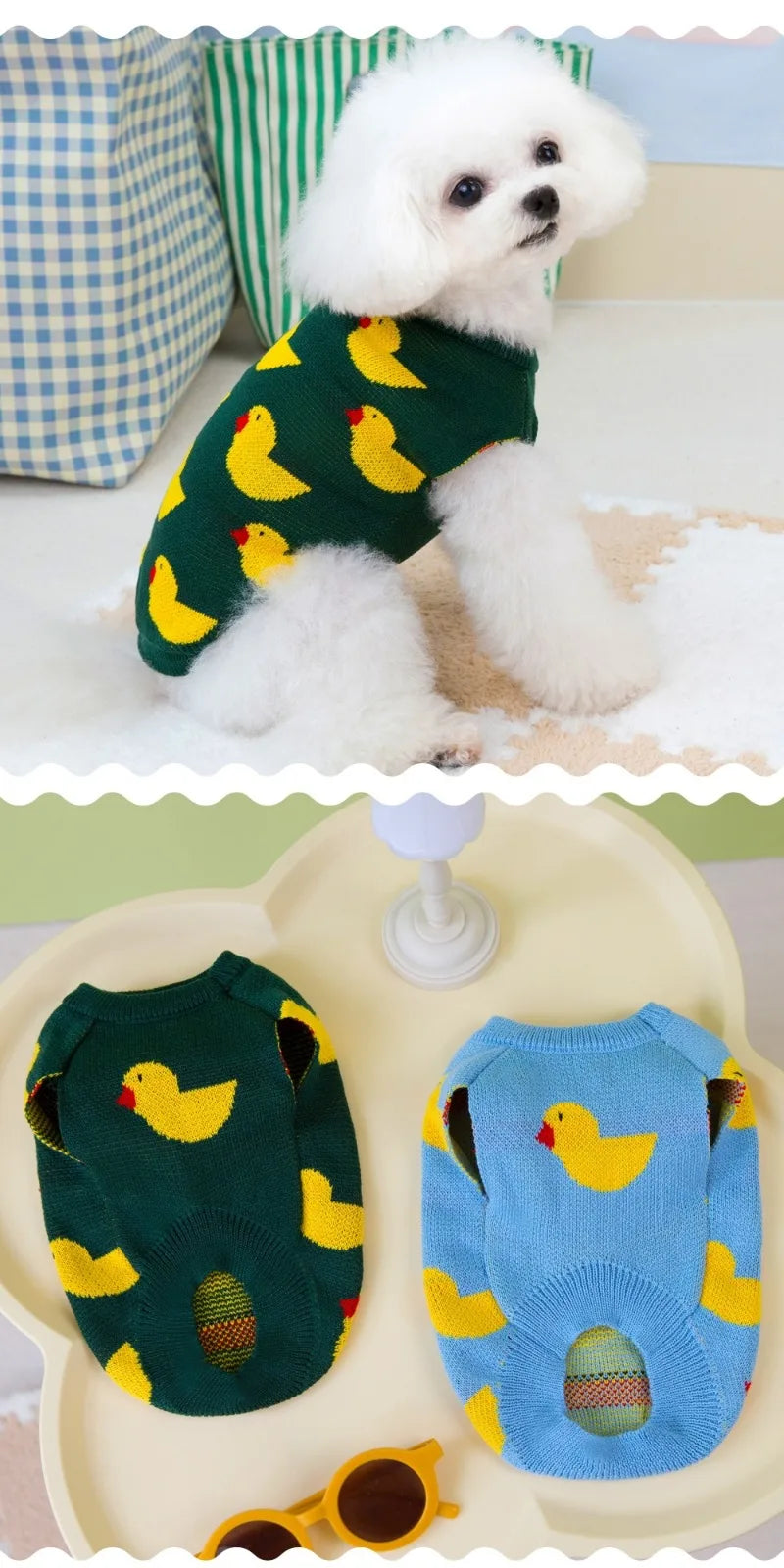Fashion New Pet Dog Sweater for French Bulldog Korea Style Duck Pattern Cute Pet Dog Sweaters for Puppy Winter Puppy Clothes
