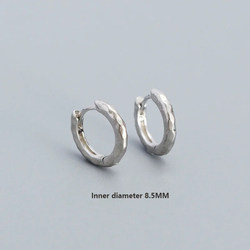 WANTME 925 Sterling Silver Simple Baroque Irregular Whacking Piercing Ear Clasps for Women Fashion Hoop Earrings Party Jewellery