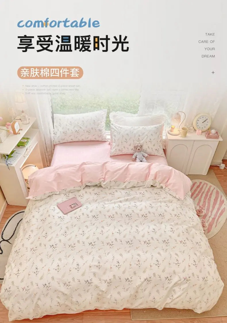Floral Bed Duvet Covers Pastoral Four Seasons Polyester Quilt Cover King Queen Size Bedroom Bedding Home Textile Simple Cozy