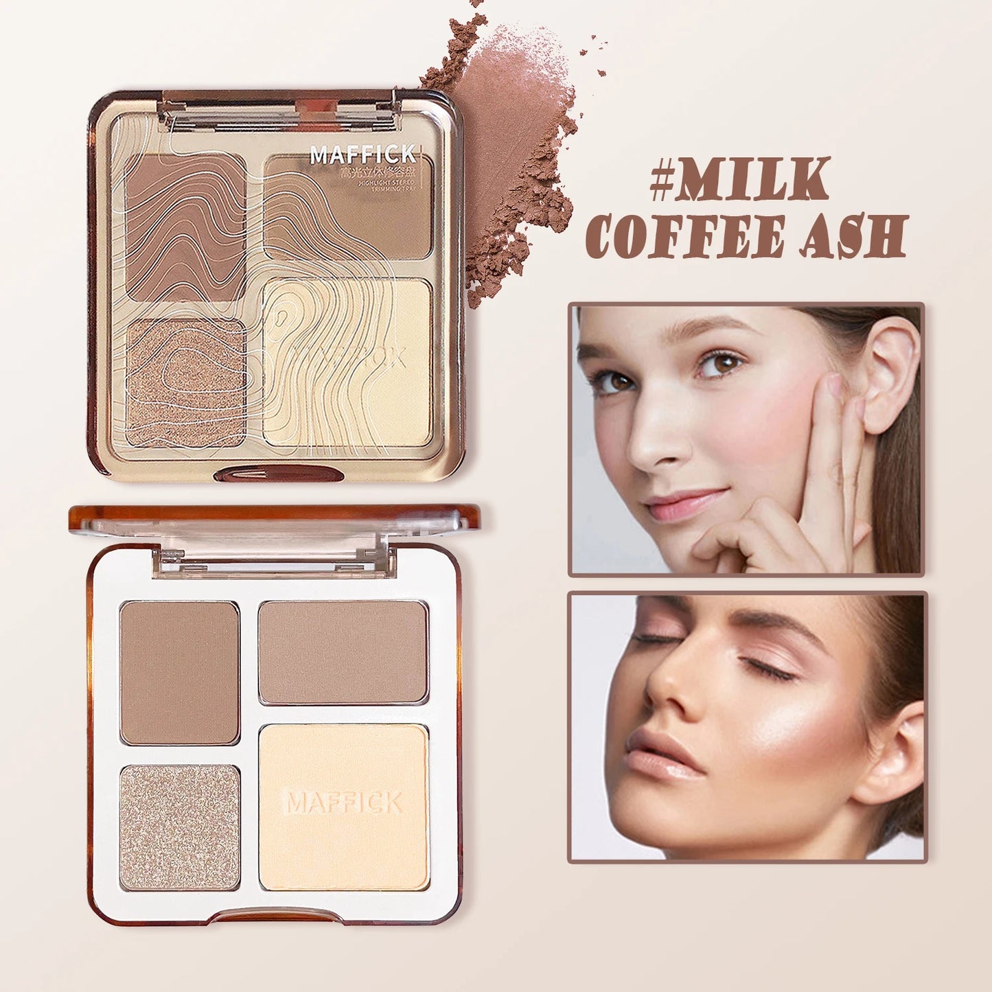 Four-color repair plate High-light repair plate Matte brightening high-light eye shadow repair plate