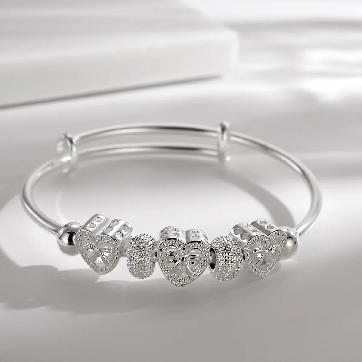 925 Sterling Silver woman Heart Bangles for lady bracelets wedding party jewelry lover Holiday gifts designer charms
