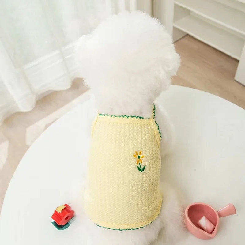 Summer Dog Shirts Cute Flower Pattern Shirt Puppy Thin Soft Vest Cat Solid shirt Chihuahua Yorkie Fashion Clothing Pet Supplies