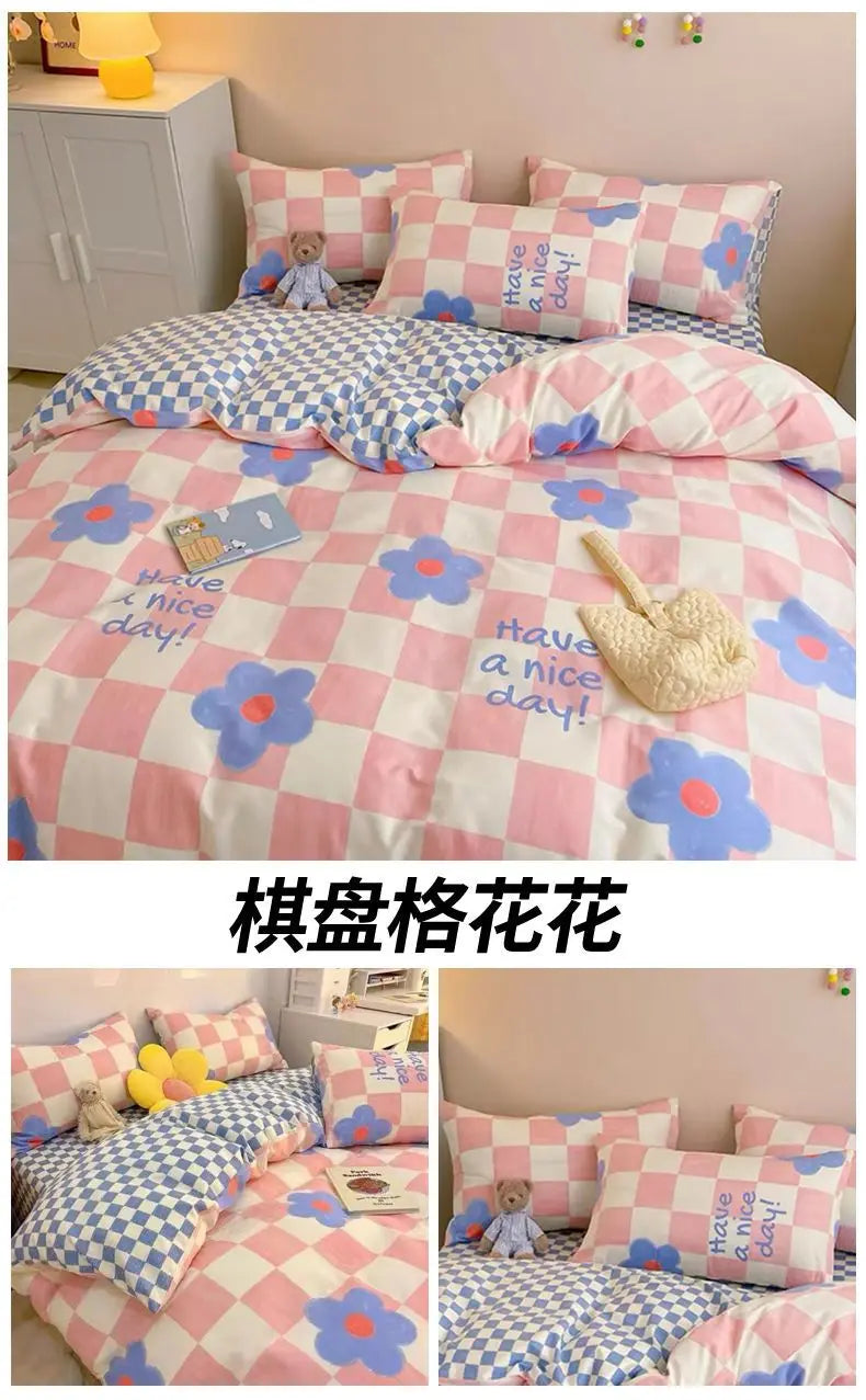 Floral Bed Duvet Covers Pastoral Four Seasons Polyester Quilt Cover King Queen Size Bedroom Bedding Home Textile Simple Cozy