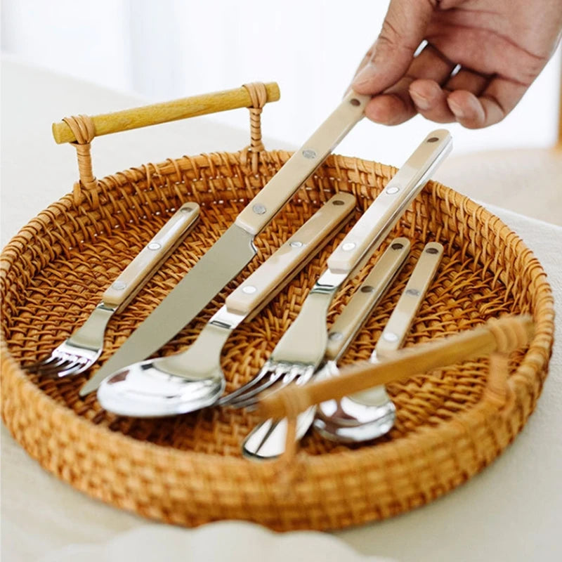 Fashion New Colorful Handle 304 Cutlery Set 18/10 Stainless Steel Creativity Gift Flatware Knife Fork Spoon Drop Ship