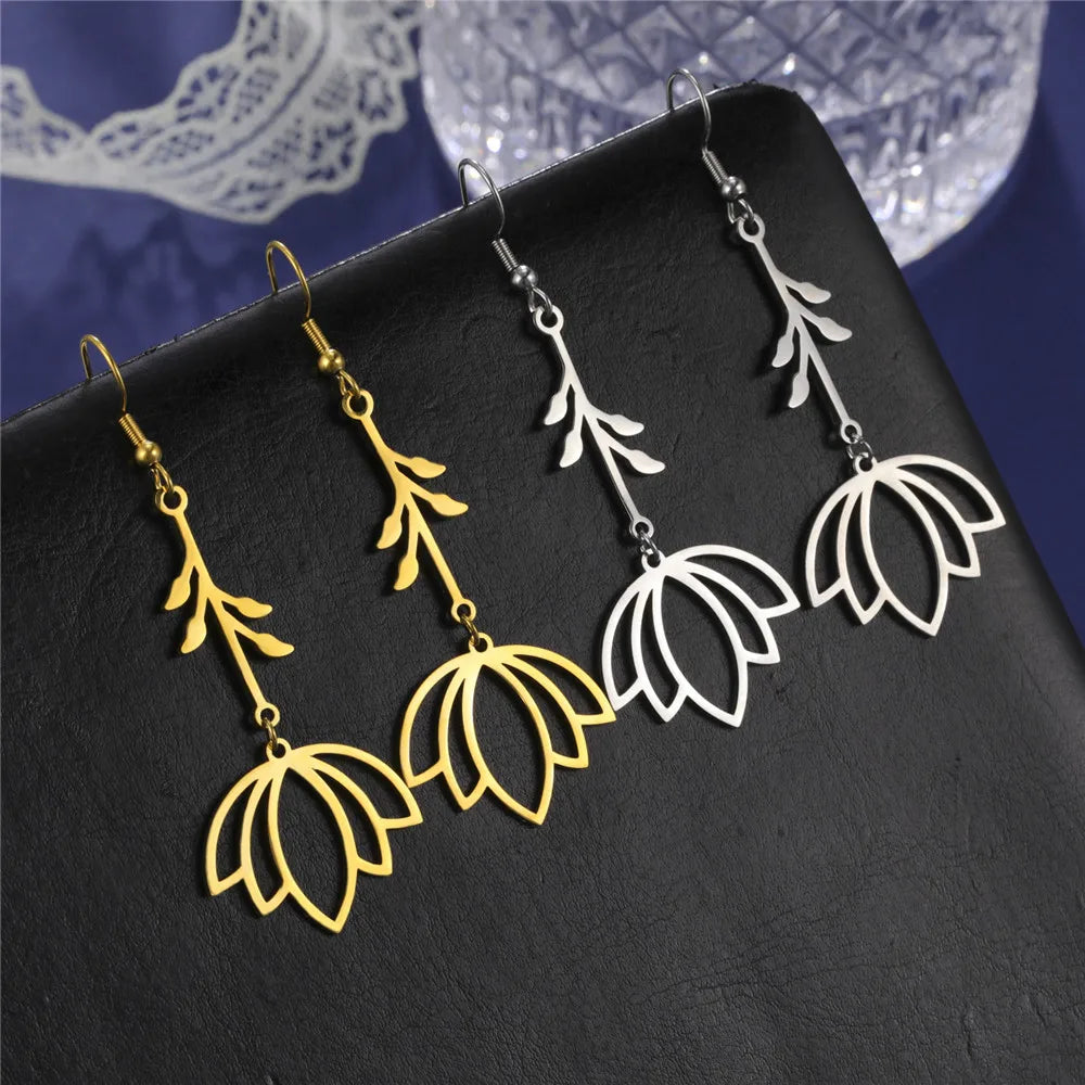 EUEAVAN 5pcs OM Buddhism Lotus Stainless Steel Charms for Jewelry Making Yoga Flower of Life Pendant DIY Necklace Bracelet Gifts