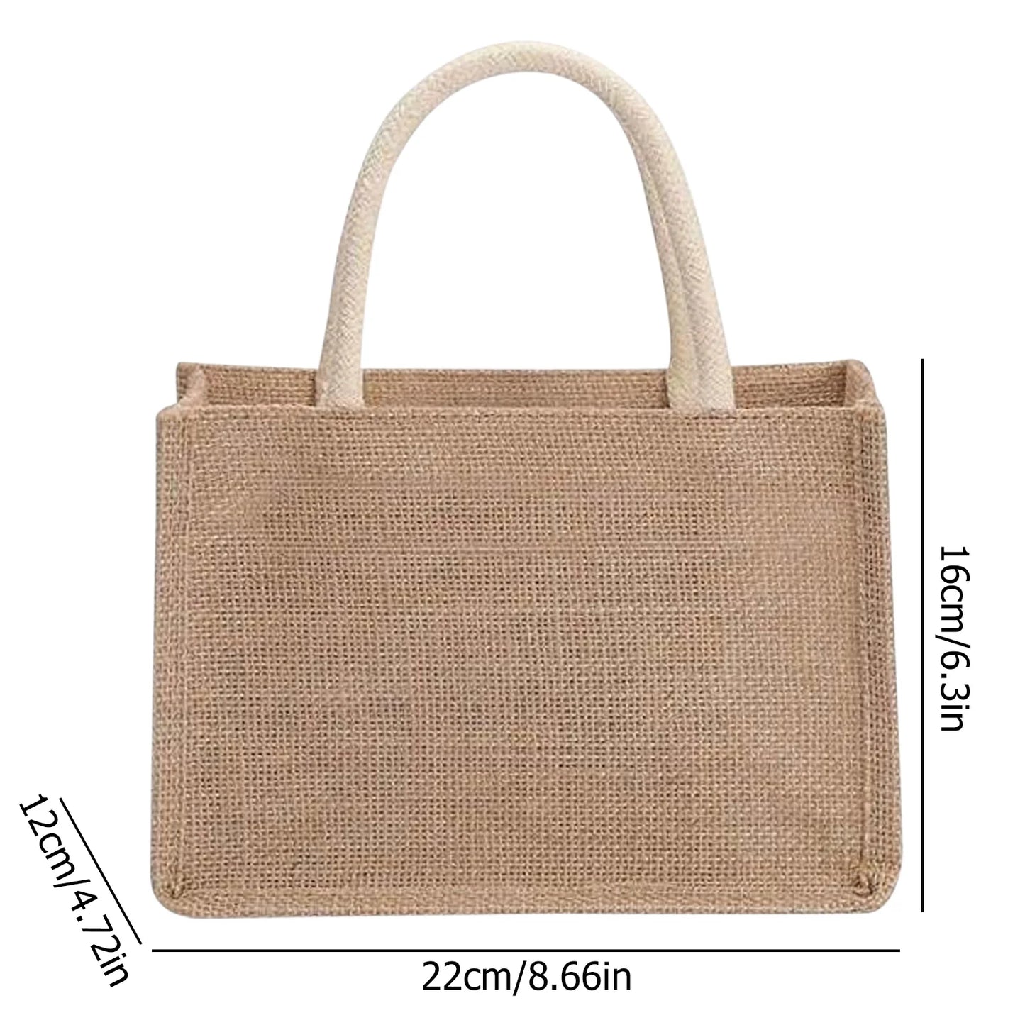 Jute Beach Shopping Handbag Burlap Tote Bag Reusable Eco Friendly Gift Bags with Handle for Crafts Birthday Parties Wedding