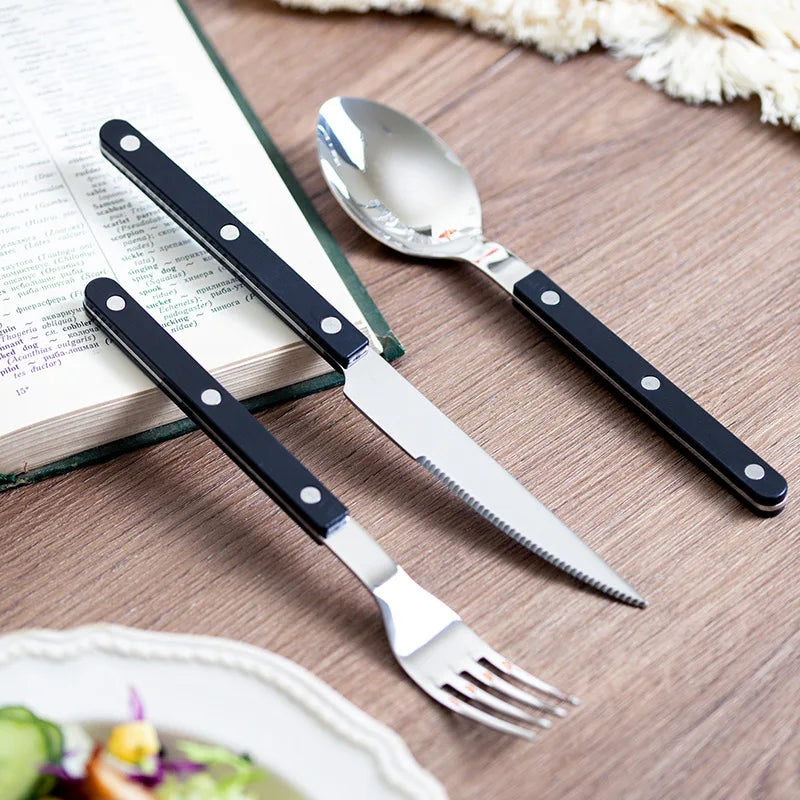 Fashion New Colorful Handle 304 Cutlery Set 18/10 Stainless Steel Creativity Gift Flatware Knife Fork Spoon Drop Ship