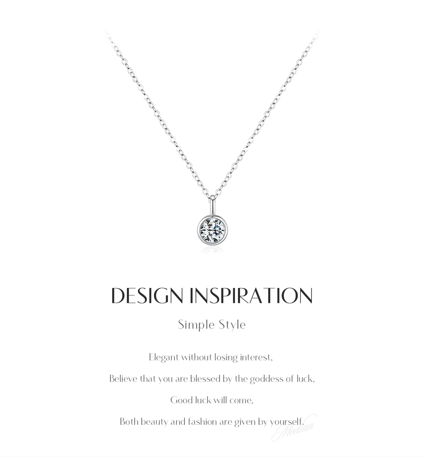 MODIAN 1 Carat D Color Round Bezel Setting Moissanite Pendant Necklace 925 Silver Lab Diamond Women Jewelry With Certificate Box