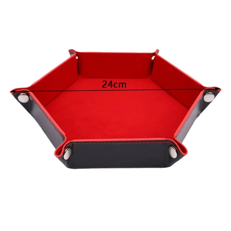 Foldable Dice Tray Box PU Leather Folding Hexagon Coin Square Game 12 Colors For RPG DnD Table Board Games