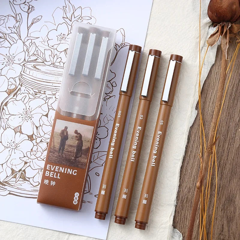 Brown Pigment Liner Needle Waterproof Drawing Pen For Sketch Watercolor Drawing Needle Pen Hook Line Pen Stationery Art Supplies