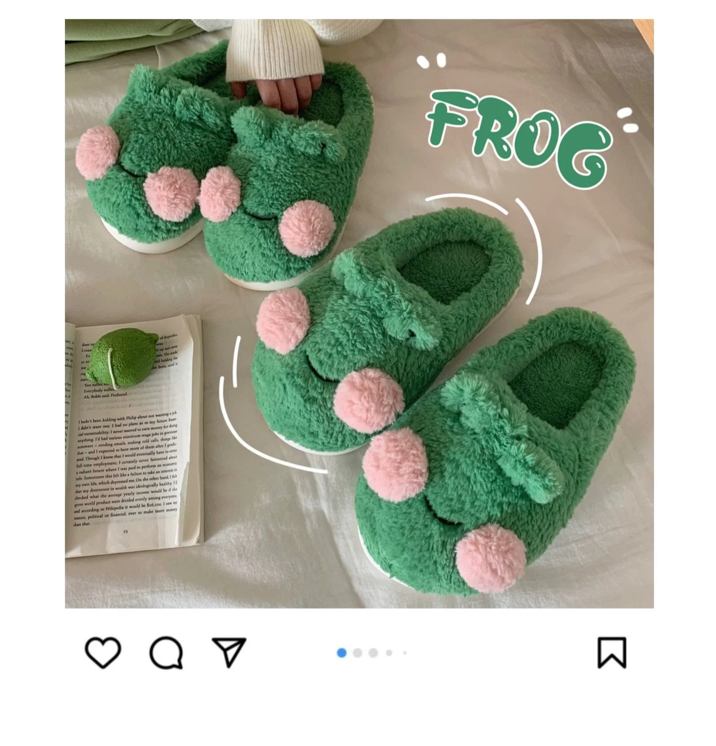 Funny Couple Lovely Frog Cotton Slippers 2022 Winter Student Anti Slip Warm Plush Home Slipper Men And Women Household Shoes