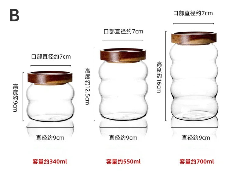 Glass Jars With Lids Container for Cereals Mason Jar Sugar and Tea Cans Storage Containers Hermetic Pots for Food Airtight Lid