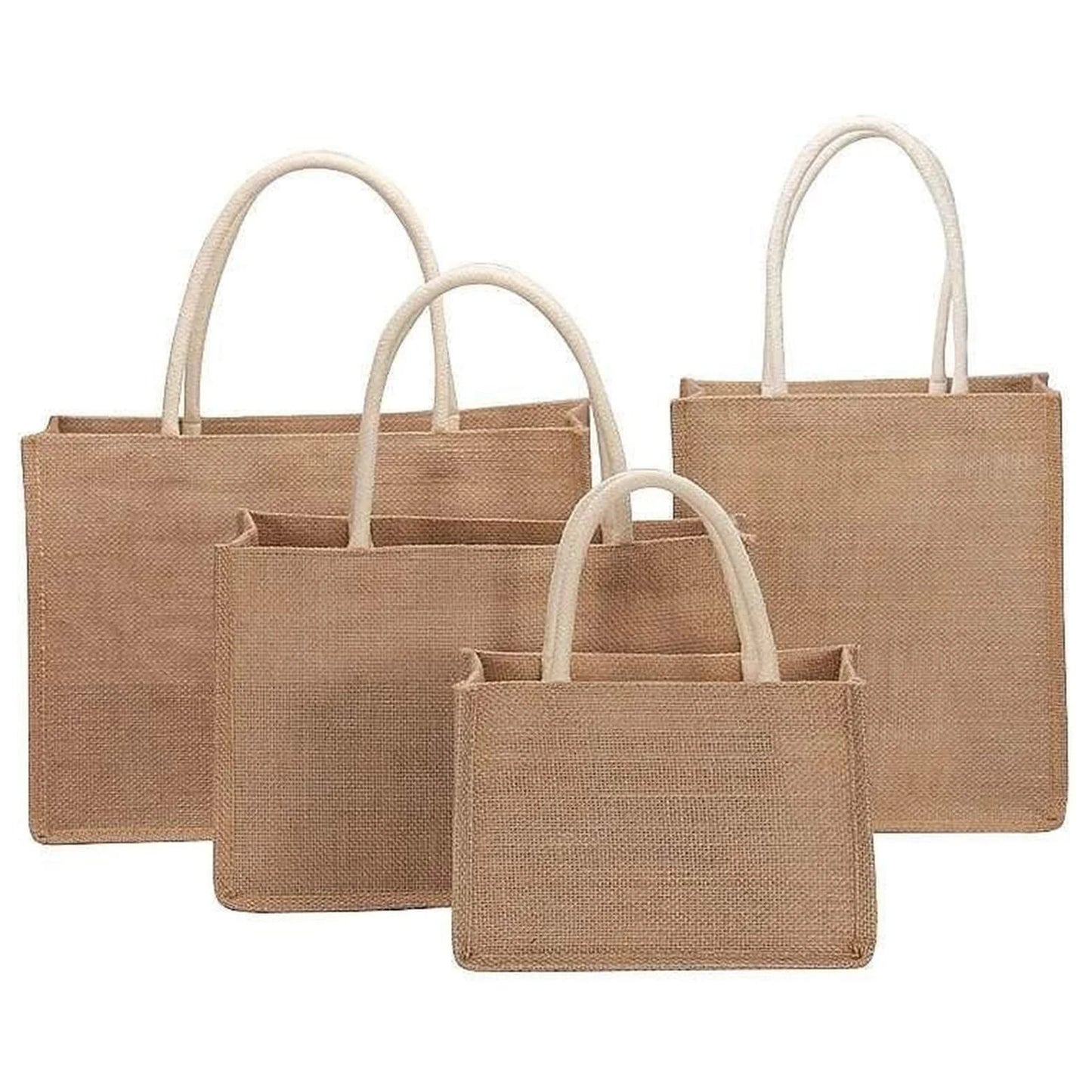 Jute Beach Shopping Handbag Burlap Tote Bag Reusable Eco Friendly Gift Bags with Handle for Crafts Birthday Parties Wedding