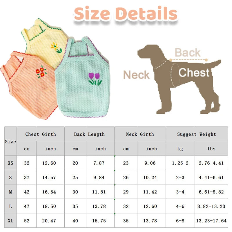Summer Dog Shirts Cute Flower Pattern Shirt Puppy Thin Soft Vest Cat Solid shirt Chihuahua Yorkie Fashion Clothing Pet Supplies