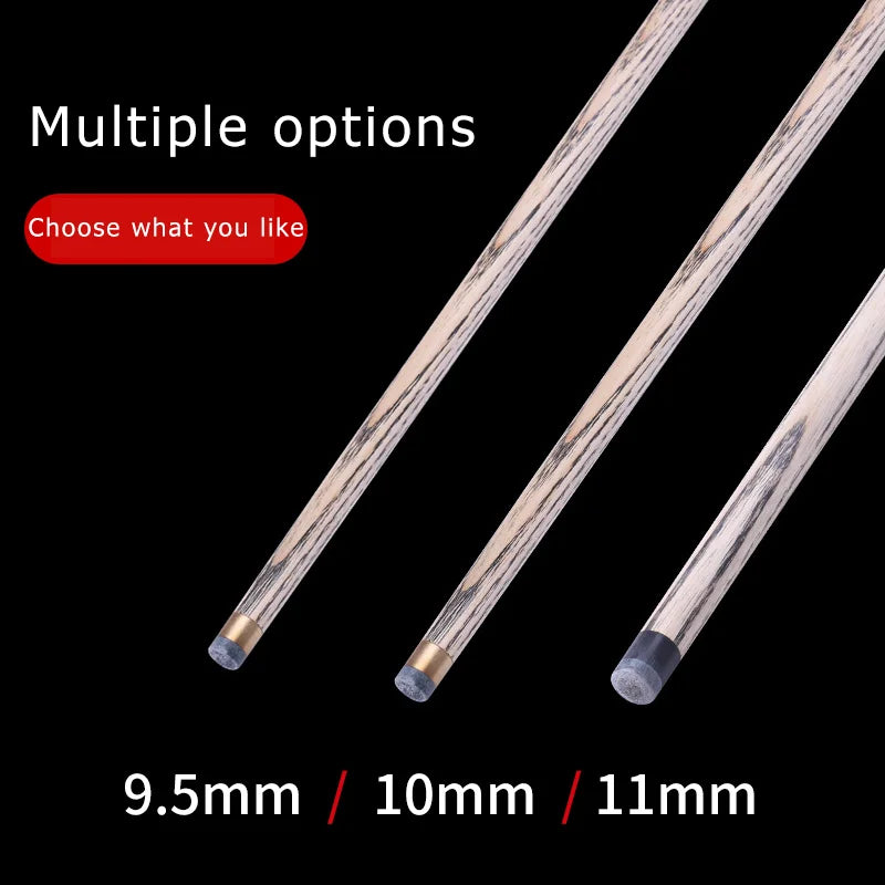 OMIN-Professional Snooker Stick with Original Bag, Ash Shaft 3/4 Split One Piece Cue Tip 9.5mm 10mm 11mm 145cm Extended section
