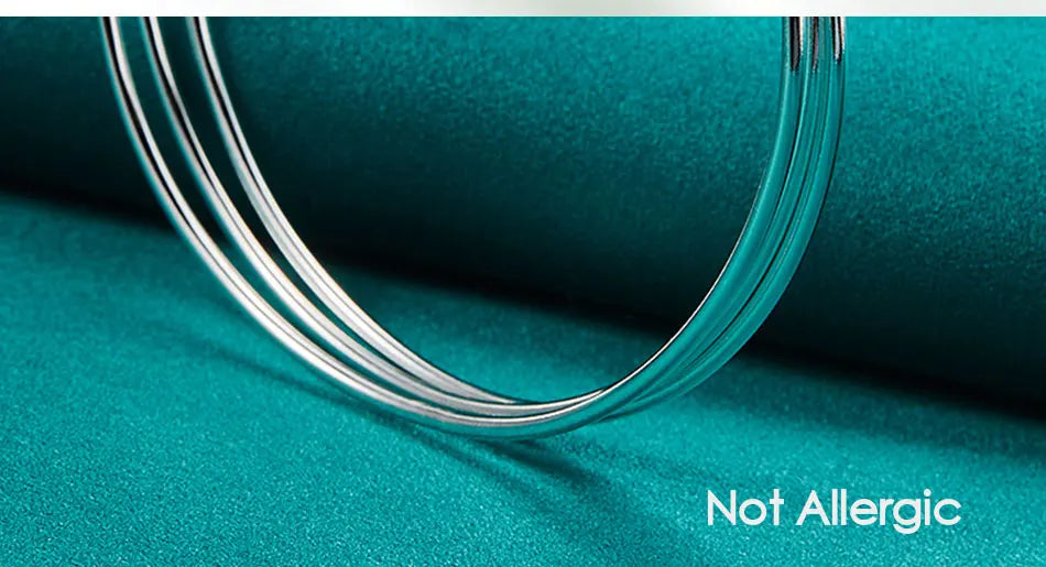 DOTEFFIL 925 Sterling Silver Three Circle Star Bangle Bracelet For Woman Man Wedding Engagement Fashion Charm Party Jewelry