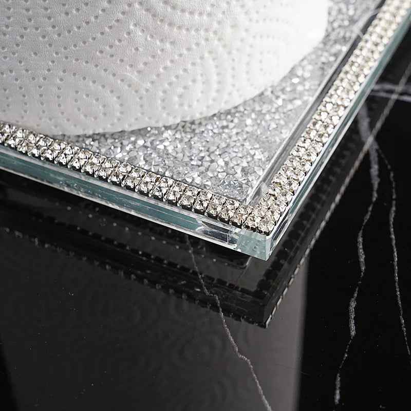 Crystal Paper Towel Holder Stand Countertop Toilet Tissue Roll Holders with Bling Heavy Base House Decor for Kitchen Bathroom