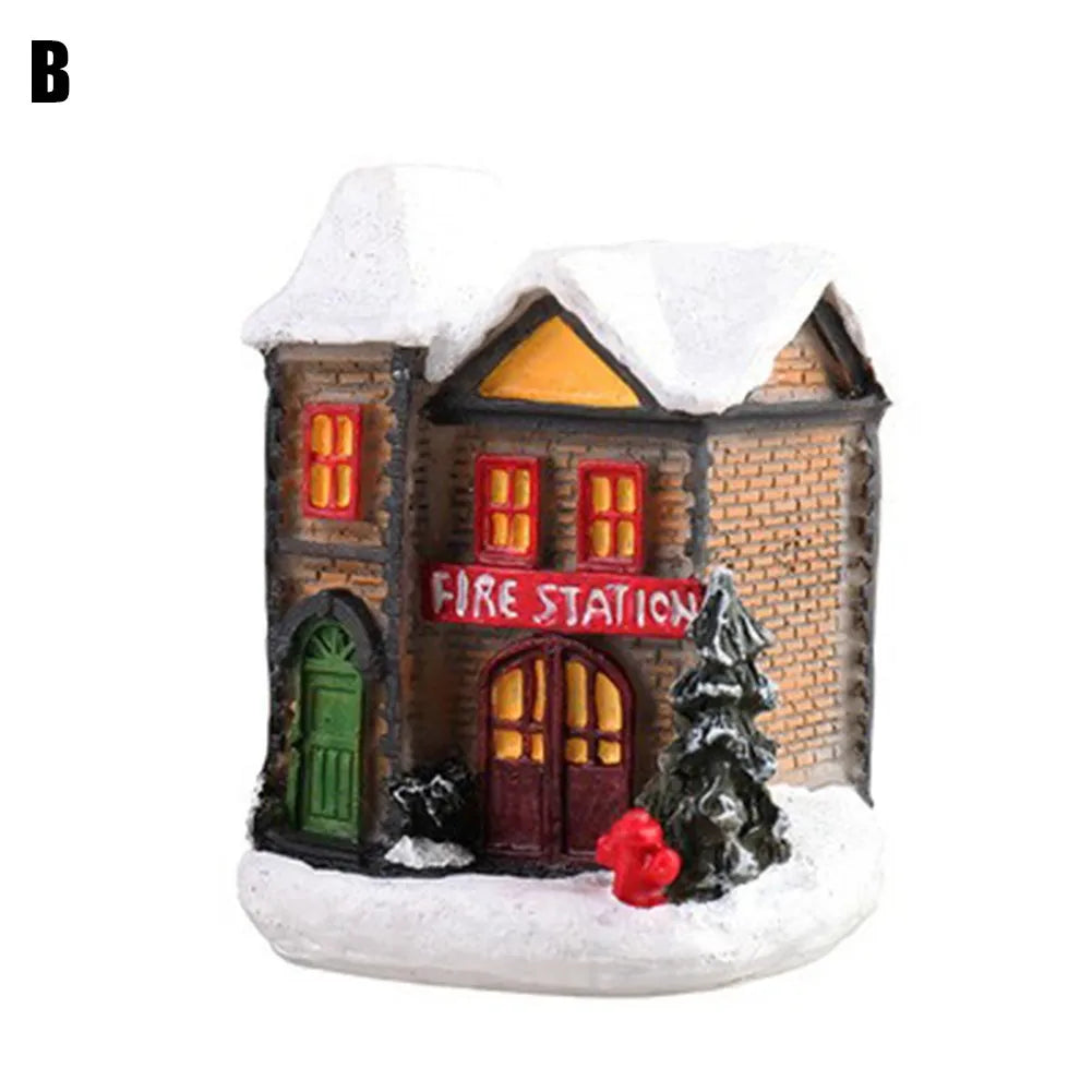 Christmas Pendant Drop Ornaments Brightness LED Light Up Small Village House Scene Christ Home Decoration Ornament Party Supplie