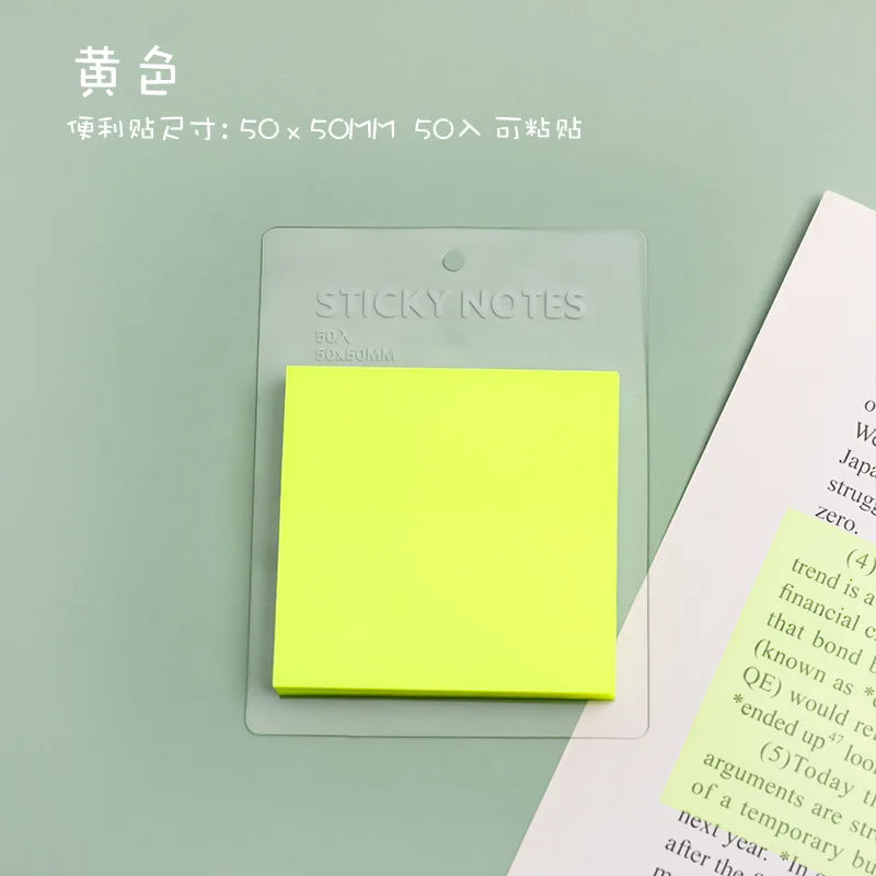 50 Sheets Color Transparent Waterproof 50*50mm Sticky Note Pads Notepads for School Stationery Office Supplies