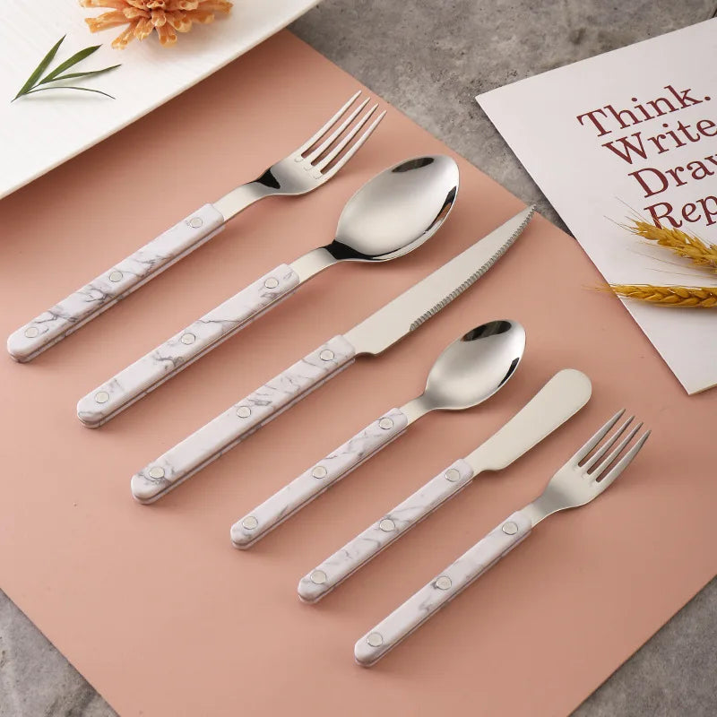 Fashion New Colorful Handle 304 Cutlery Set 18/10 Stainless Steel Creativity Gift Flatware Knife Fork Spoon Drop Ship
