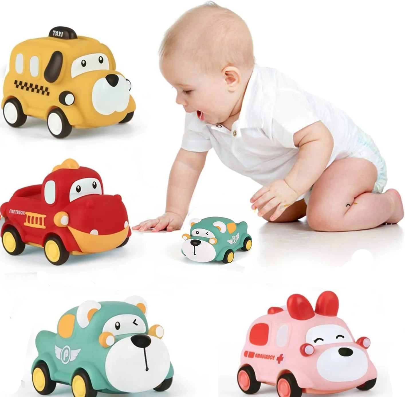 Mini Racing Car Kids Educational Toy Baby Car Toys Cars Soft & Sturdy Pull Back Car Toys For Children Boys Girl 1 2 3 4 5 Years
