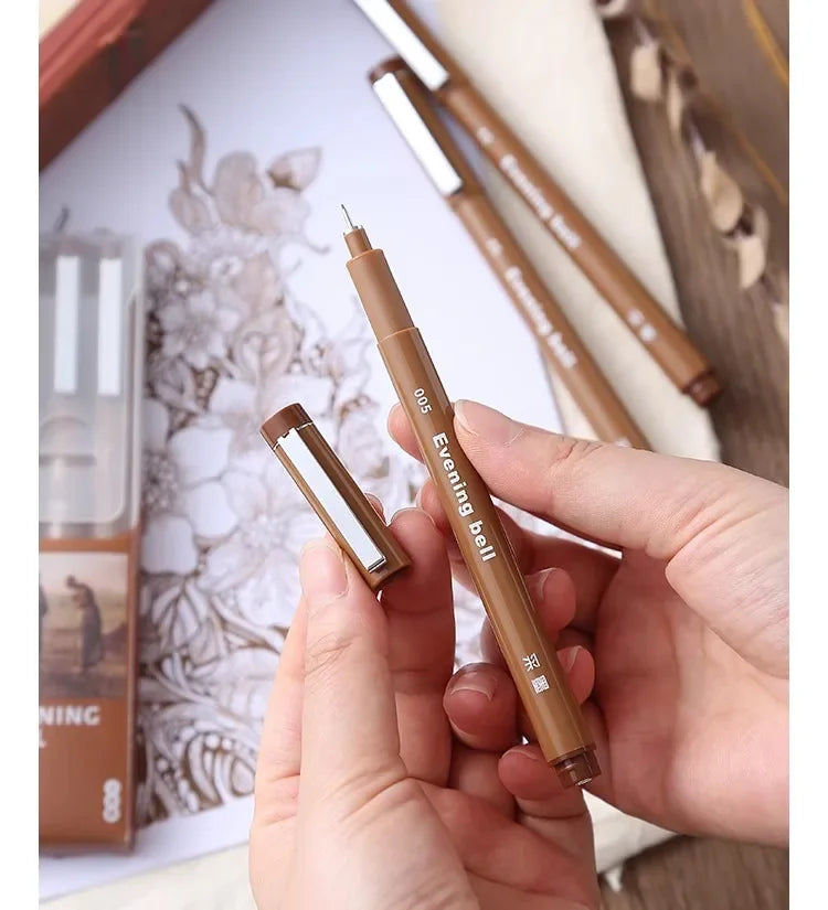 Brown Pigment Liner Needle Waterproof Drawing Pen For Sketch Watercolor Drawing Needle Pen Hook Line Pen Stationery Art Supplies