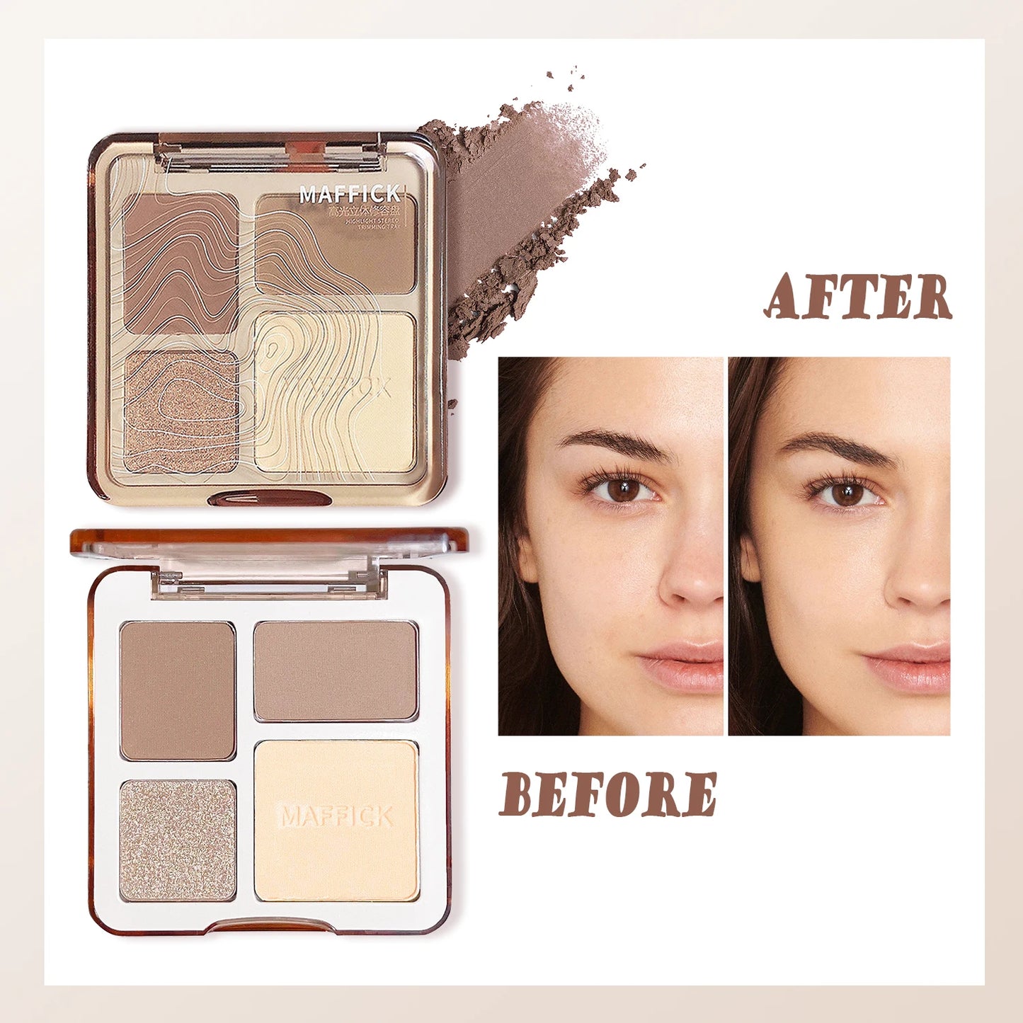Four-color repair plate High-light repair plate Matte brightening high-light eye shadow repair plate