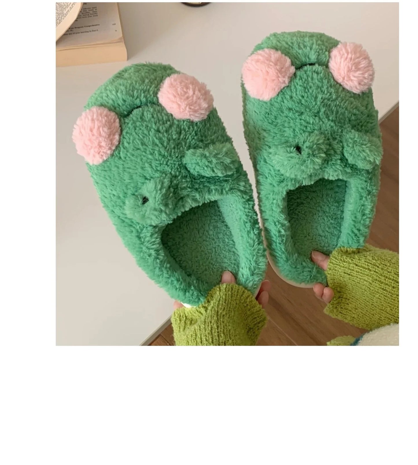 Funny Couple Lovely Frog Cotton Slippers 2022 Winter Student Anti Slip Warm Plush Home Slipper Men And Women Household Shoes