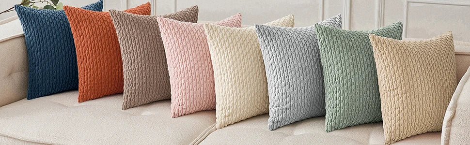 Blue Throw Pillow Covers 18x18 Inch Decor Couch Cushion Cover Farmhouse Soft Corduroy Boho Home Decors for Bed Sofa Living Room