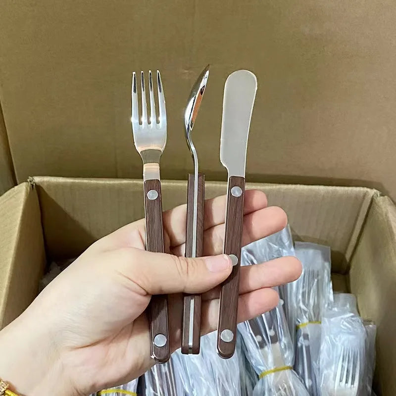 Fashion New Colorful Handle 304 Cutlery Set 18/10 Stainless Steel Creativity Gift Flatware Knife Fork Spoon Drop Ship