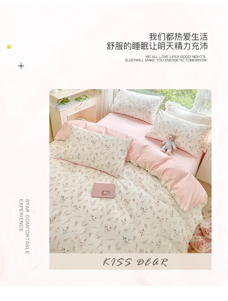 Floral Bed Duvet Covers Pastoral Four Seasons Polyester Quilt Cover King Queen Size Bedroom Bedding Home Textile Simple Cozy