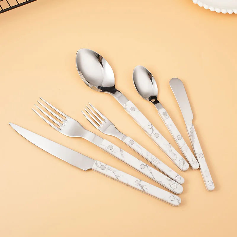 Fashion New Colorful Handle 304 Cutlery Set 18/10 Stainless Steel Creativity Gift Flatware Knife Fork Spoon Drop Ship