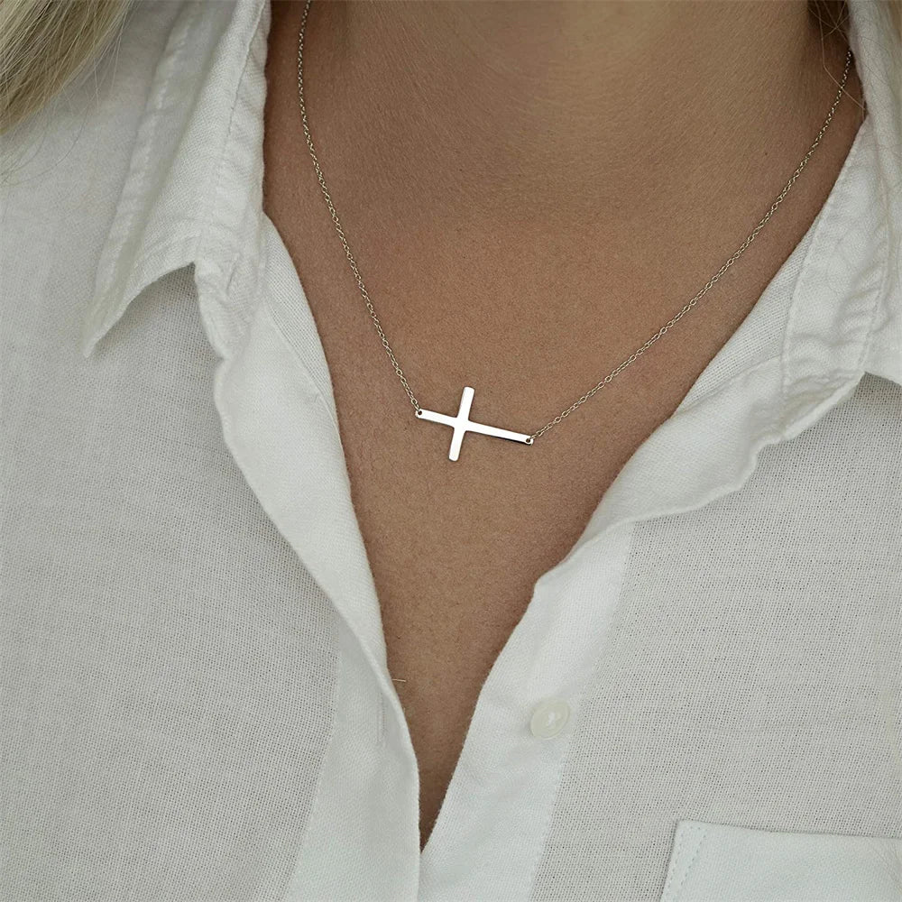 DPLAOPA 925 Sterling Silver Gold Cross Necklace Choker Gift for Her Protection Birthday Gift Religious Jewelry Holy Communion