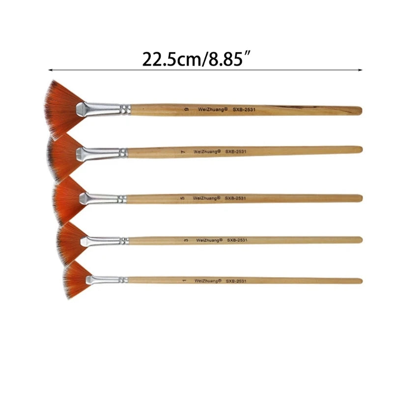 Fan Tip Paintbrush Professional Watercolor Paint Brush for Beginner Acrylic Gouache Watercolor Painting Mininatures