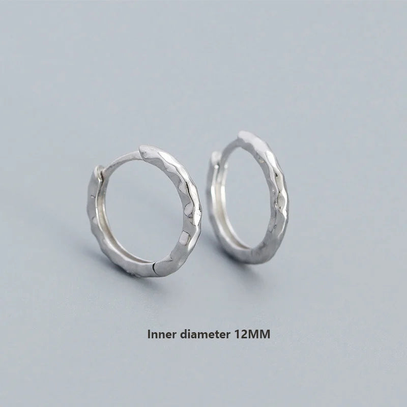 WANTME 925 Sterling Silver Simple Baroque Irregular Whacking Piercing Ear Clasps for Women Fashion Hoop Earrings Party Jewellery