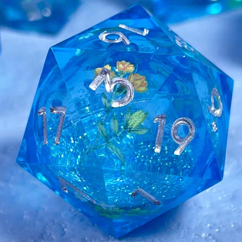 7PCS DND D20 Liquid Core Flow Eye Dice Sets for COC Dungeon and Dragon Pathfinder RPG Role Playing Games Party Toys Accessories