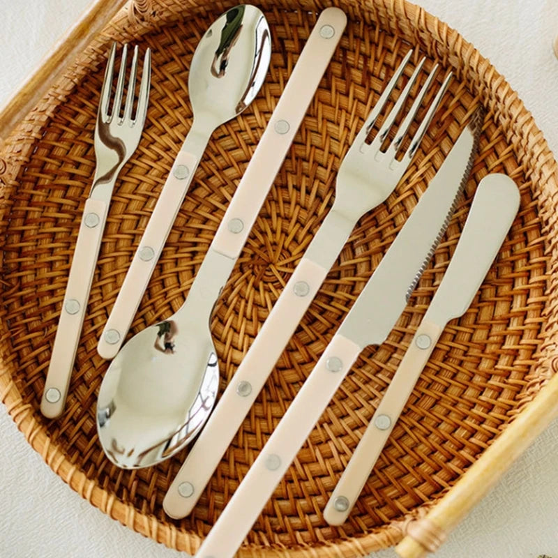 Fashion New Colorful Handle 304 Cutlery Set 18/10 Stainless Steel Creativity Gift Flatware Knife Fork Spoon Drop Ship