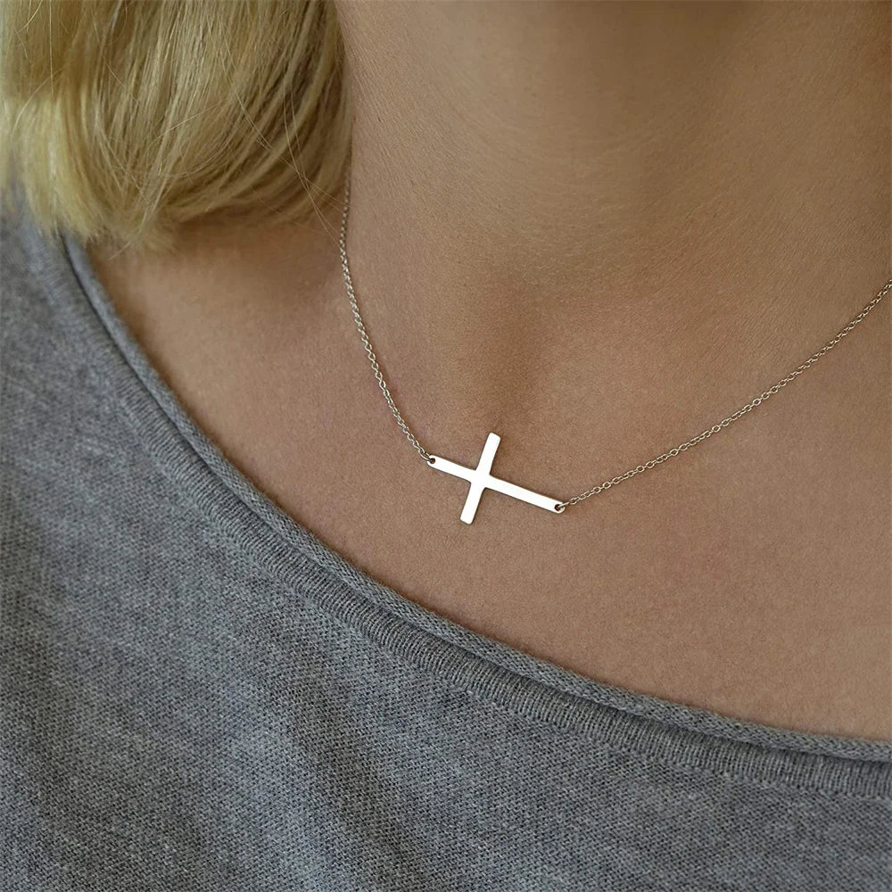 DPLAOPA 925 Sterling Silver Gold Cross Necklace Choker Gift for Her Protection Birthday Gift Religious Jewelry Holy Communion