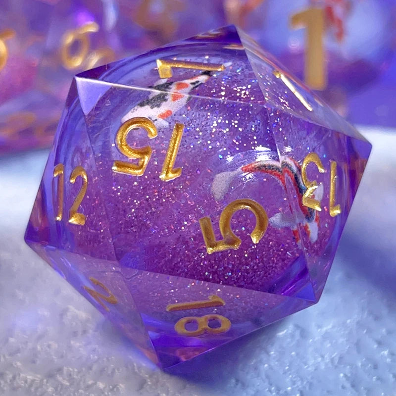 7PCS DND D20 Liquid Core Flow Eye Dice Sets for COC Dungeon and Dragon Pathfinder RPG Role Playing Games Party Toys Accessories
