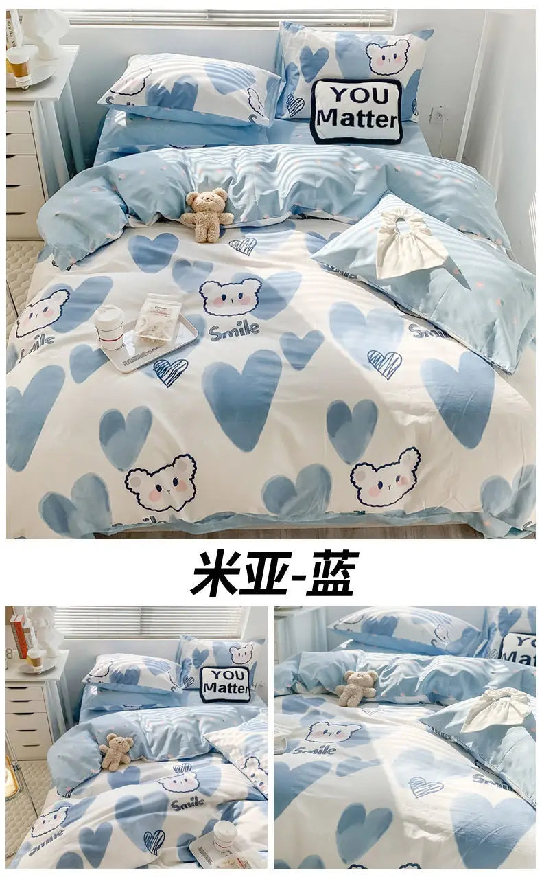 Floral Bed Duvet Covers Pastoral Four Seasons Polyester Quilt Cover King Queen Size Bedroom Bedding Home Textile Simple Cozy