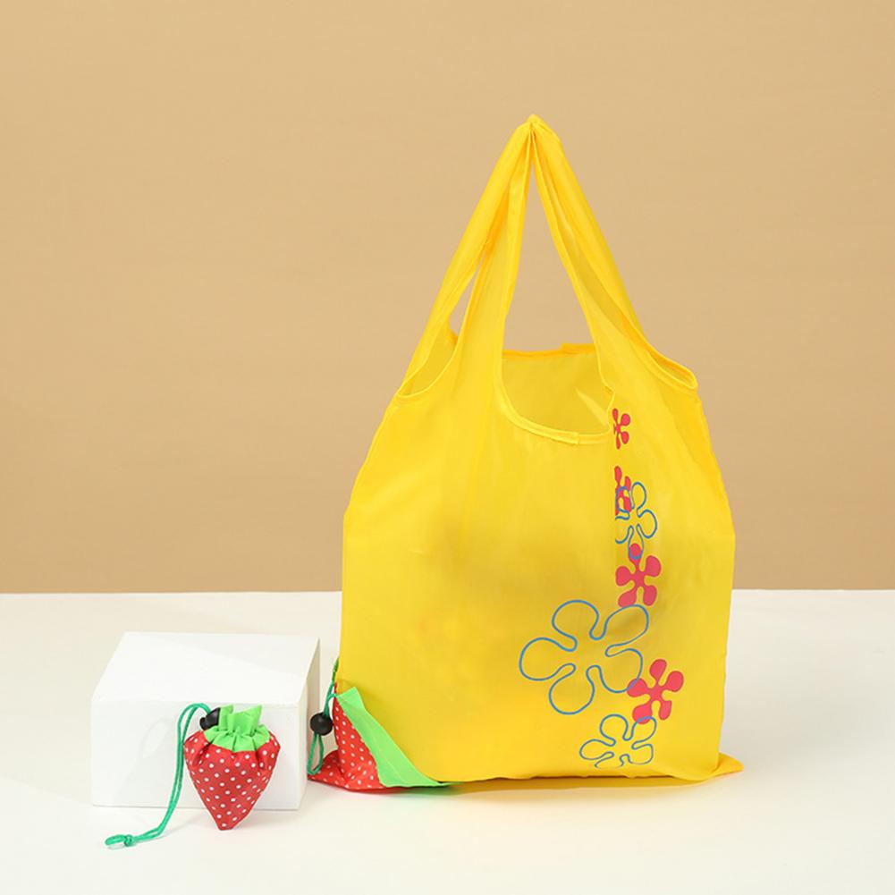 Strawberry Grocery Bag 10L Storage Bag Foldable Large Capacity Reusable Eco-friendly with Handle Item Storage Oxford Cloth Colla