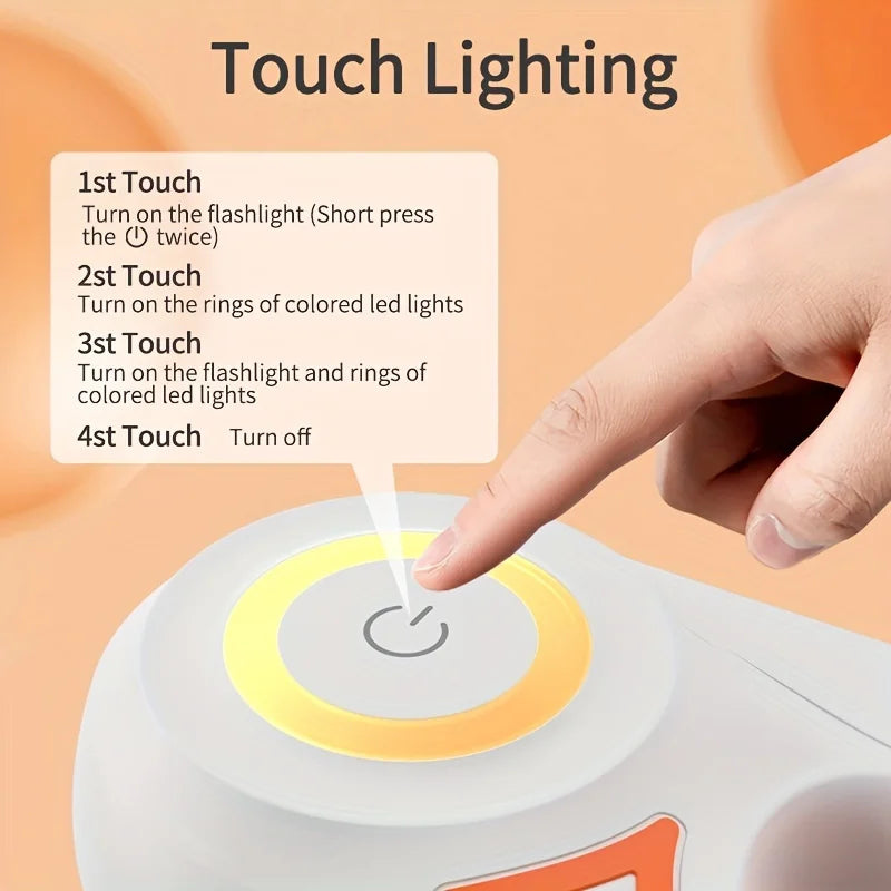 Retractable Dog Leash with Flashlight Front Safety Led Light 360°Tangle Free Training Leash