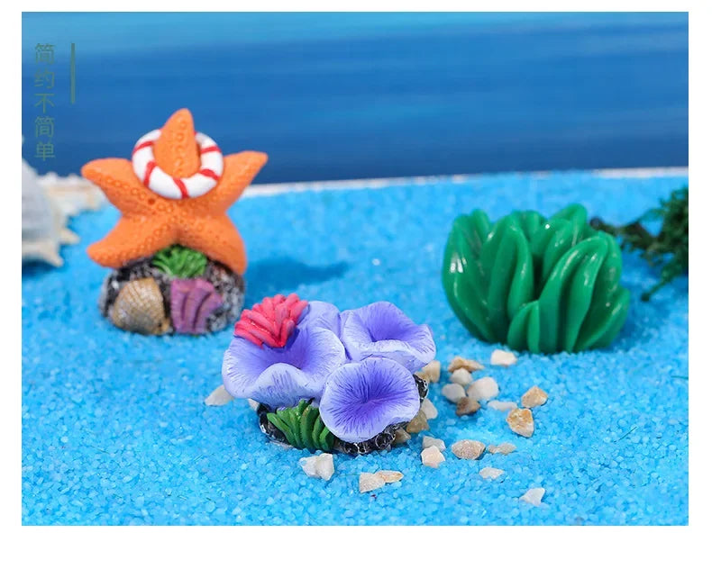 Mini Resin Simulated Coral Seaweed Aquarium Decoration Craft Miniature Figure Ornament For Fairy Garden Micro Landscape