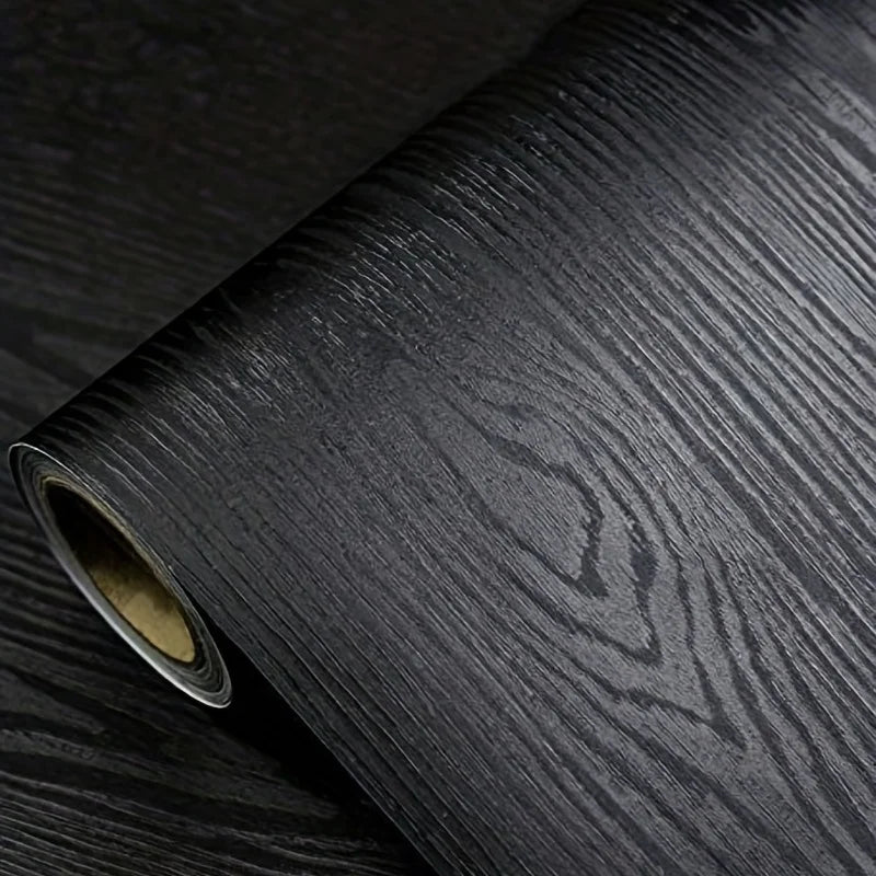 Black Wood Self-adhesive And Removable Wallpaper Vinyl For Countertop Furniture Kitchen Walls Realistic Wood Feel Home Decor
