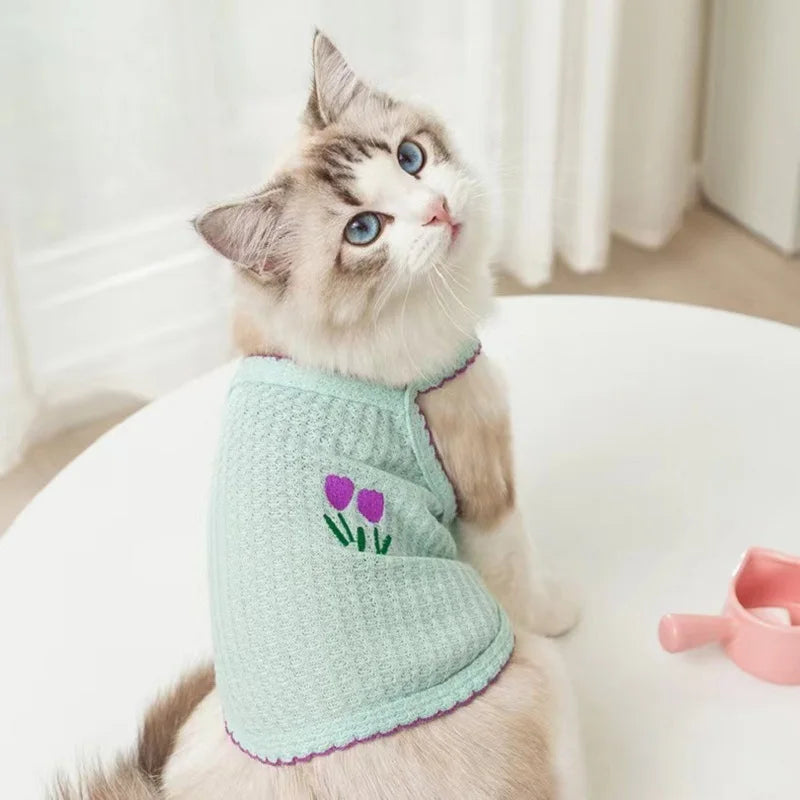 Summer Dog Shirts Cute Flower Pattern Shirt Puppy Thin Soft Vest Cat Solid shirt Chihuahua Yorkie Fashion Clothing Pet Supplies