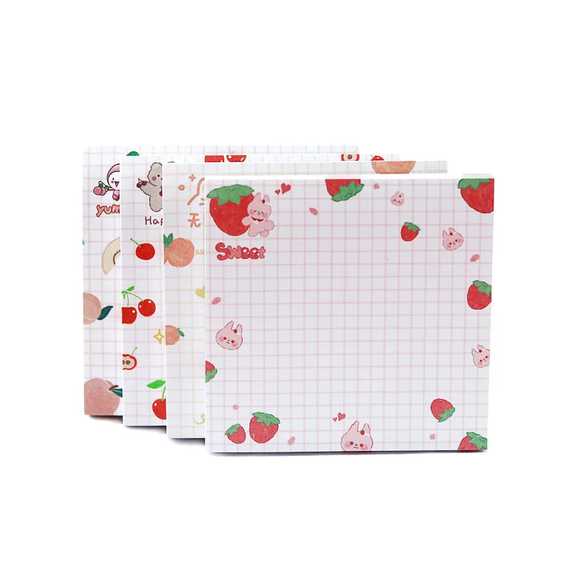 80 pages/pack Kawaii Animals And Fruits Sticky Notes Memo Pad To Do List Cute Journaling Supplies Planner Sticker Deco