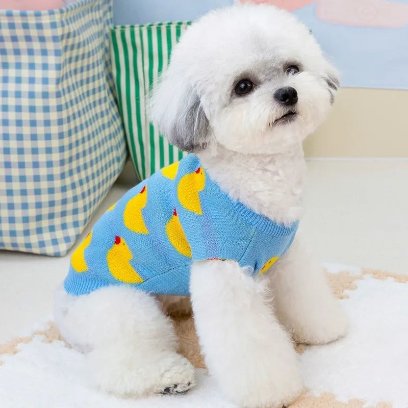 Fashion New Pet Dog Sweater for French Bulldog Korea Style Duck Pattern Cute Pet Dog Sweaters for Puppy Winter Puppy Clothes