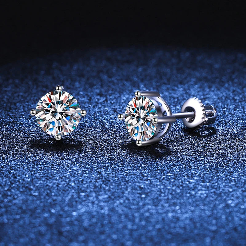 Smyoue White Gold Plated 1-4ct Moissanite Earring Studs for Women 4 Claws Brilliant Halo Lab Diamond Jewelry S925 Solid Silver