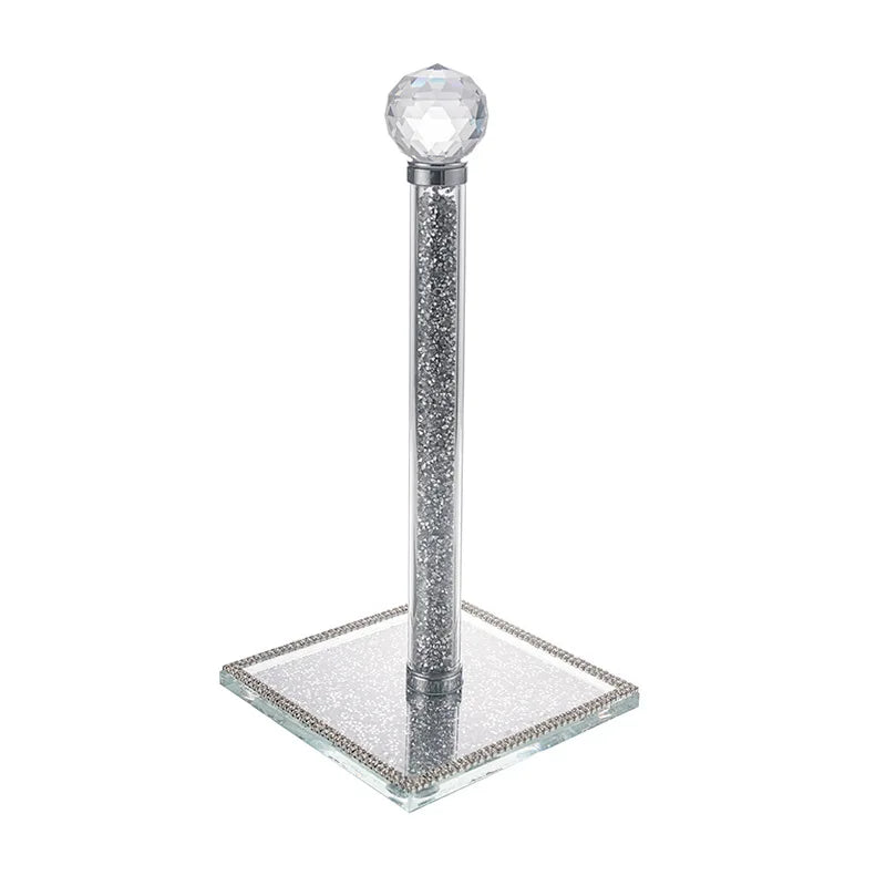 Crystal Paper Towel Holder Stand Countertop Toilet Tissue Roll Holders with Bling Heavy Base House Decor for Kitchen Bathroom