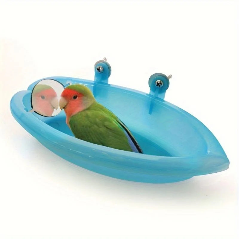 Mirrored Bird Bath Pet Cage Bath Basin Parrot Bath Basin Parrot Shower Supplies with Mirror Bird Cage Accessories Pet Toys